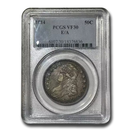 1814 Capped Bust Half Dollar VF-30 PCGS (E/A) 1814 Capped Bust Half Dollar VF-30 PCGS (E/A)